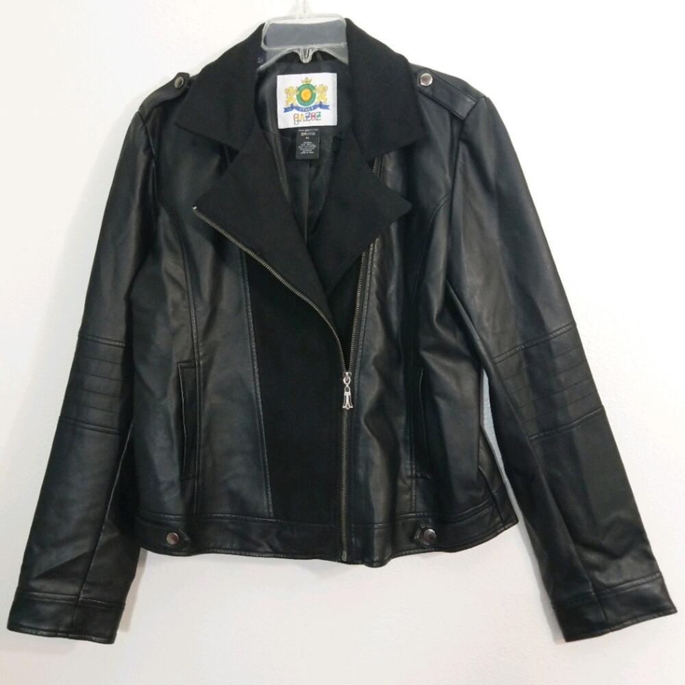 Gazoz moto faux leather motorcycle jacket L
